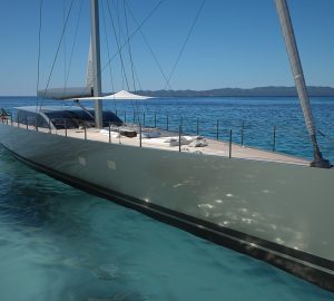 Hull for Perini Navi sailing yacht 42m E-volution arrives at Viareggio shipyard