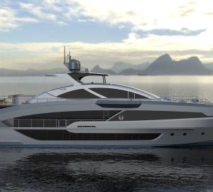 Superyacht Phoenix 130 with design similar to charter yacht OKTO