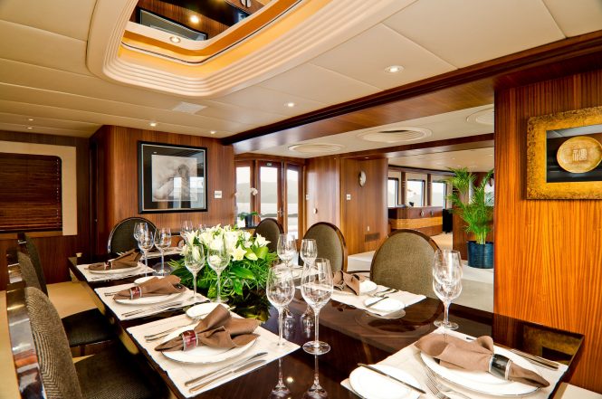 A more formal setting inside the yacht