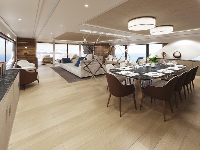 Rosetti Superyachts 52m dining area
