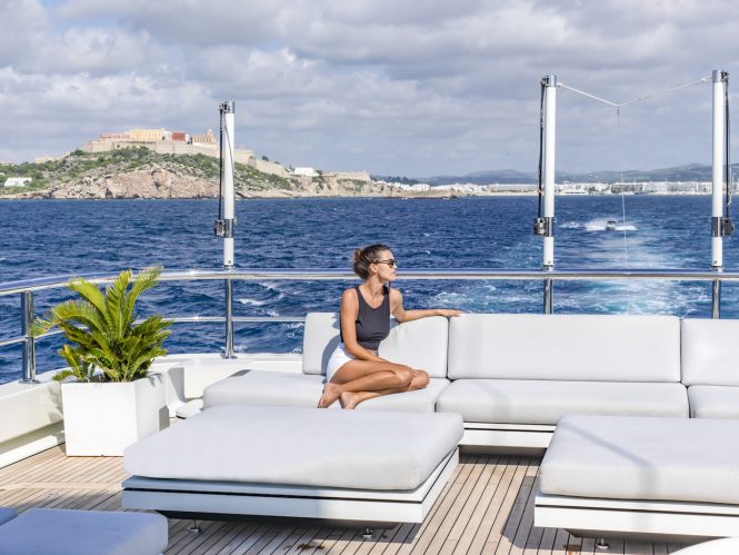 Sun deck with a comfortable seating area