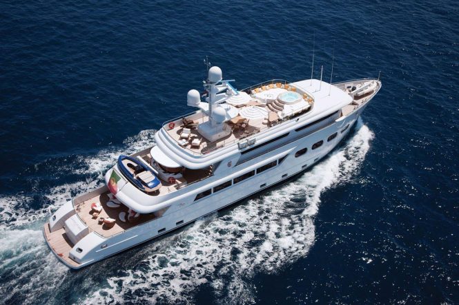 Aerial view of the superyacht BARON TRENCK