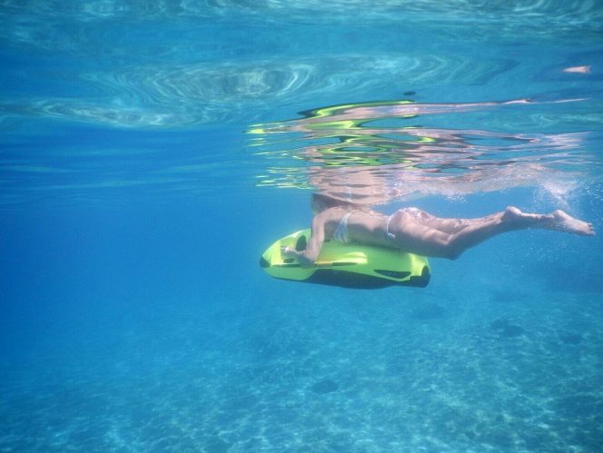 A selection of water toys is available on board