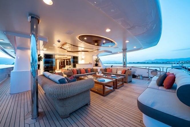Beautiful aft deck at sunset
