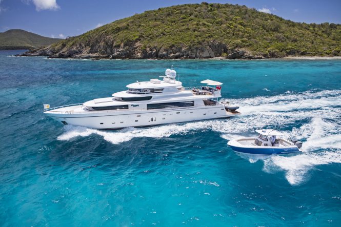 Johnson 110 superyacht with tender