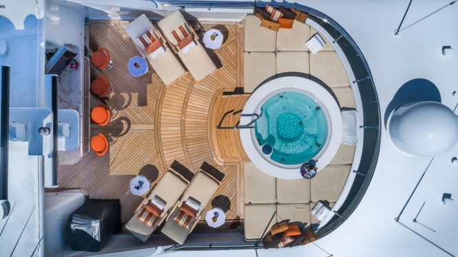 aerial view of the yacht's sun deck