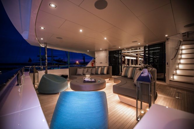 Comfortable seating on the exterior decks