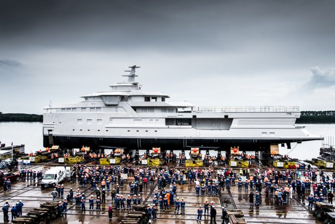 DAMEN SeaXplorer superyacht LA DATCHA launch June 2019 Photo by Tom van Oossanen