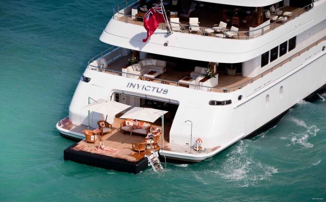 Fantastic beach club aboard INVICTUS