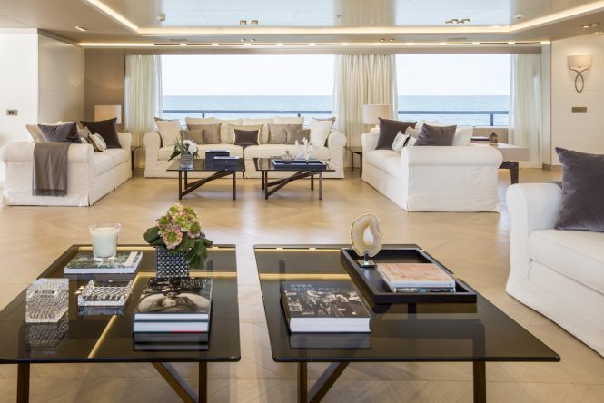 Modern and airy main deck saloon