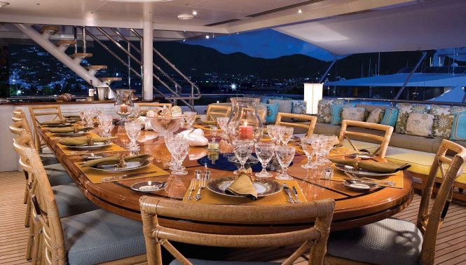 elegant alfresco dining set up at night