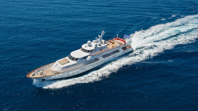 Classic motor yacht PARVATI cruising the Mediterranean Sea