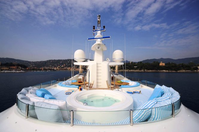 Fabulous forward sun deck with Jacuzzi