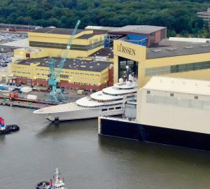 Mega yacht project LIGHTNING hits water at Lurssen