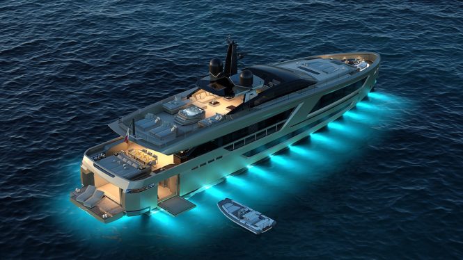 PANAM yacht at night - rendering