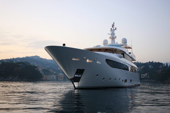 bow view of the yacht HANA available in the West Med