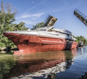 Baglietto superyacht Hull 10233 moved to La Spezia for final outfitting