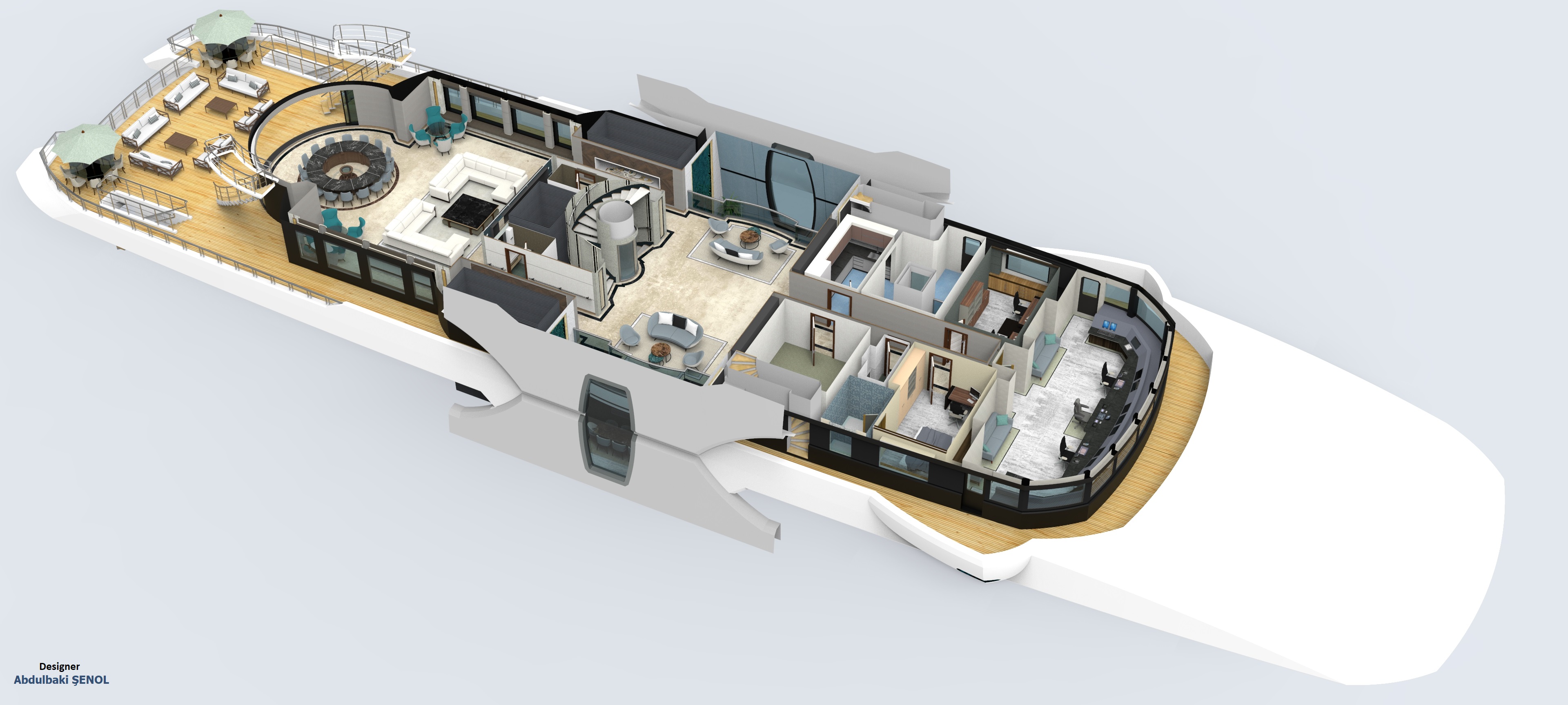 120metre bridge deck on a yacht design by Abdulbaki ŞENOL — Yacht