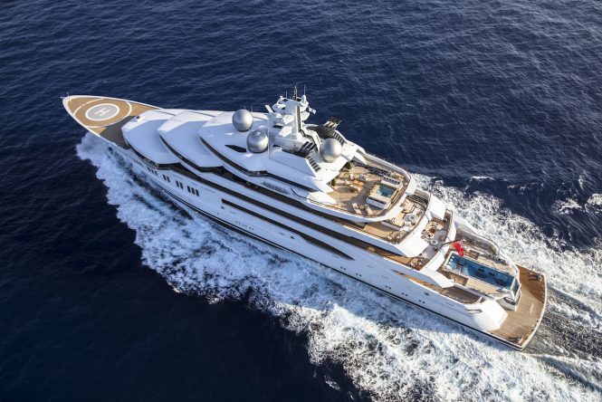 Aerial view of AMADEA (© Imperial Yachts)