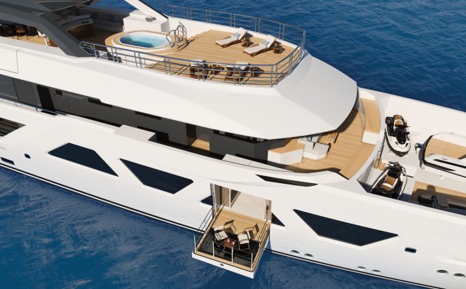 Aerial view close up - top view of owner's balcony