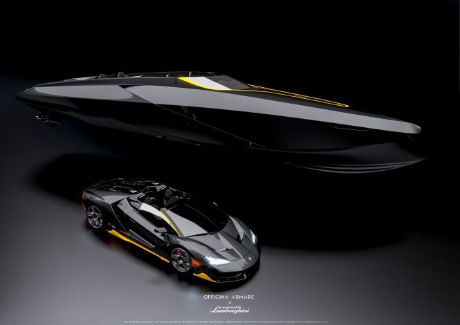 Lamborghini-inspired luxury day cruiser A43 from Officina Armare Design