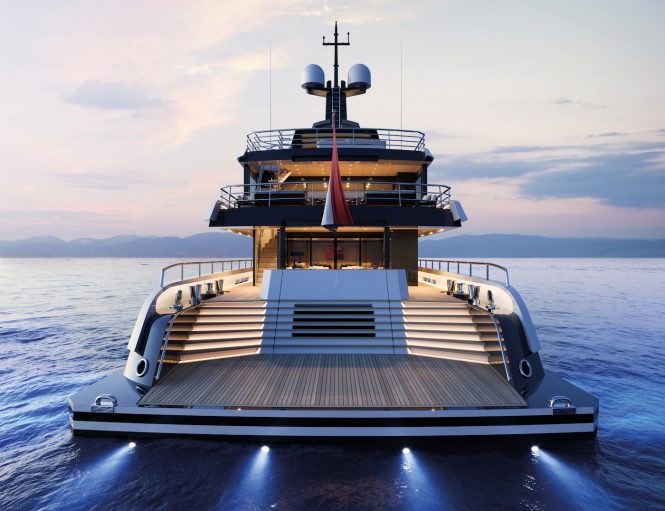 Large beach club in the evening