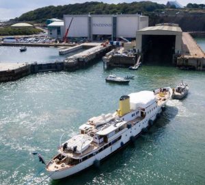 Classic motor yacht Marala arrives at Pendennis for extensive restoration