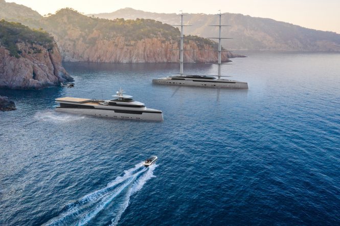 88m/288ft sailing yacht LOTUS and her 70m/230ft companion vessel - © Royal Huisman