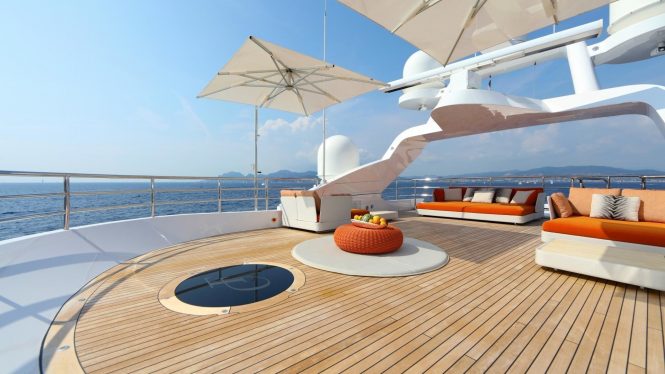 Spacious sun deck for ultimate yachting experience
