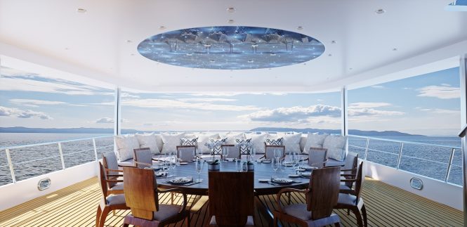 Beautiful aft deck dining option