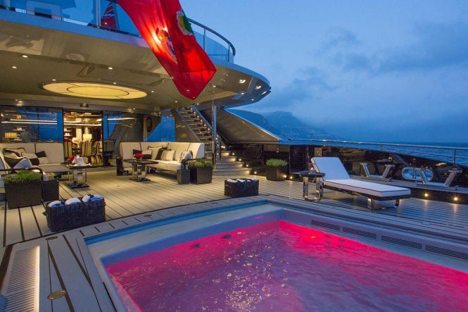 Infinity pool with red light