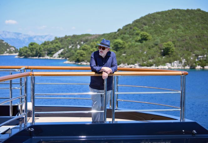 Logan Roy (Brian Cox) on the top deck of the yacht.Photograph by Graeme Hunter / HBO
