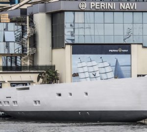 The second E-volution Gallery series hull, S/Y 42m GTS, arrives in Viareggio