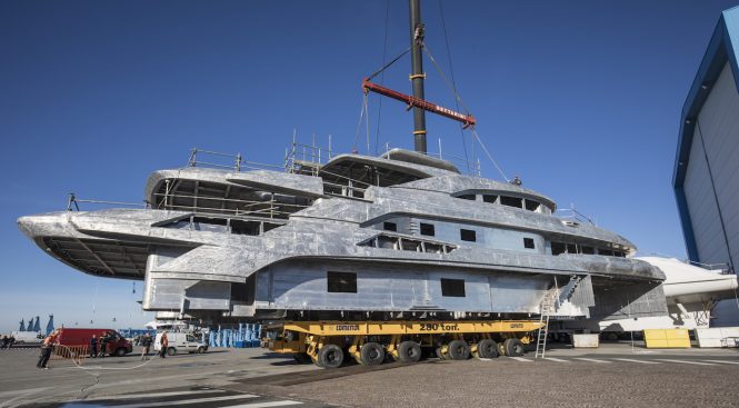 Benetti FB274 hull and superstructure have now been joined together at Benetti