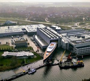 Royal Huisman's biggest sailing yacht SEA EAGLE II (81m /266ft) leaves shed