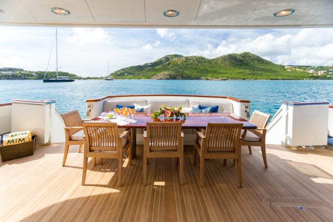 Aft deck dining area