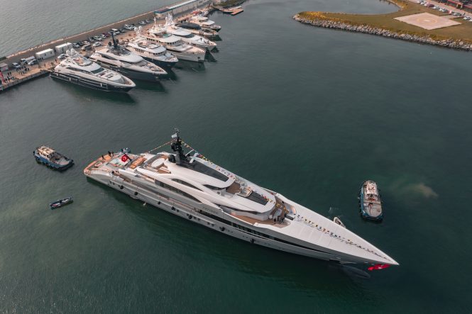 Bilgin motor yacht TATIANA aerial view after her launch