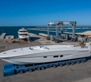 ISA Super Sportivo 100ft GTO luxury yacht prepares for outfitting