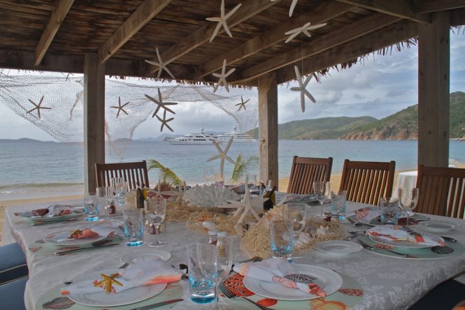 LADY JOY alfresco beach dining with ocean theme