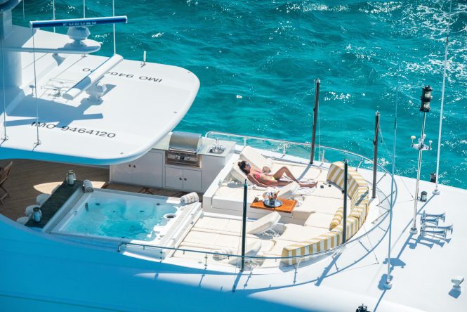Fantastic foredeck with a Jacuzzi and plenty of sunbathing areas
