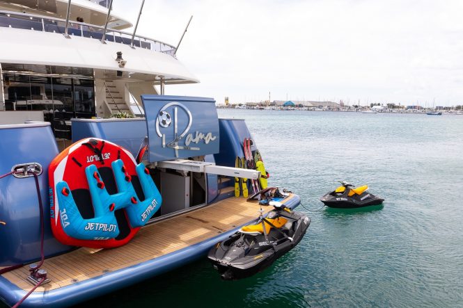 swim platform with toys