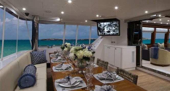 Aft deck alfresco dining area