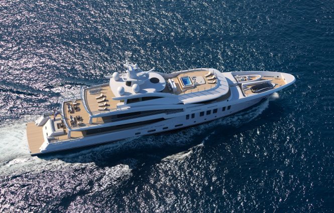 Amels 200 superyacht aerial view