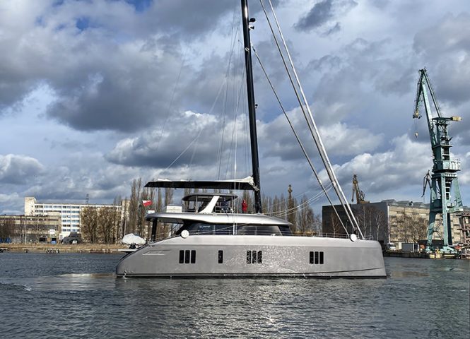 Catamaran yacht DOUBLE HAPPINESS on her way to her owner - Photo @ Sunreef Yachts
