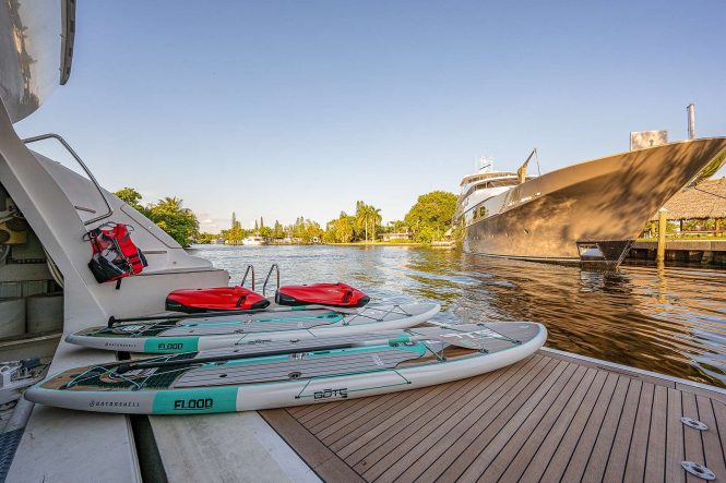 Large swim platform with a selection of toys to enjoy