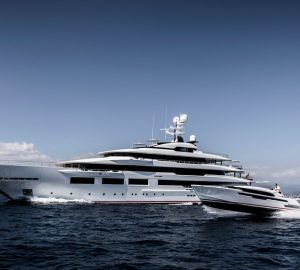 90m Oceanco Superyacht DreamBoat shining with her Compass tenders