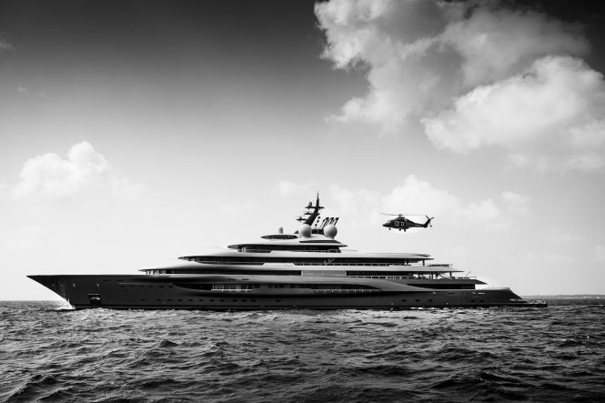 Mega Yacht FLYING FOX with helicopter landing - Photo ©Guillaume Plisson for Imperial