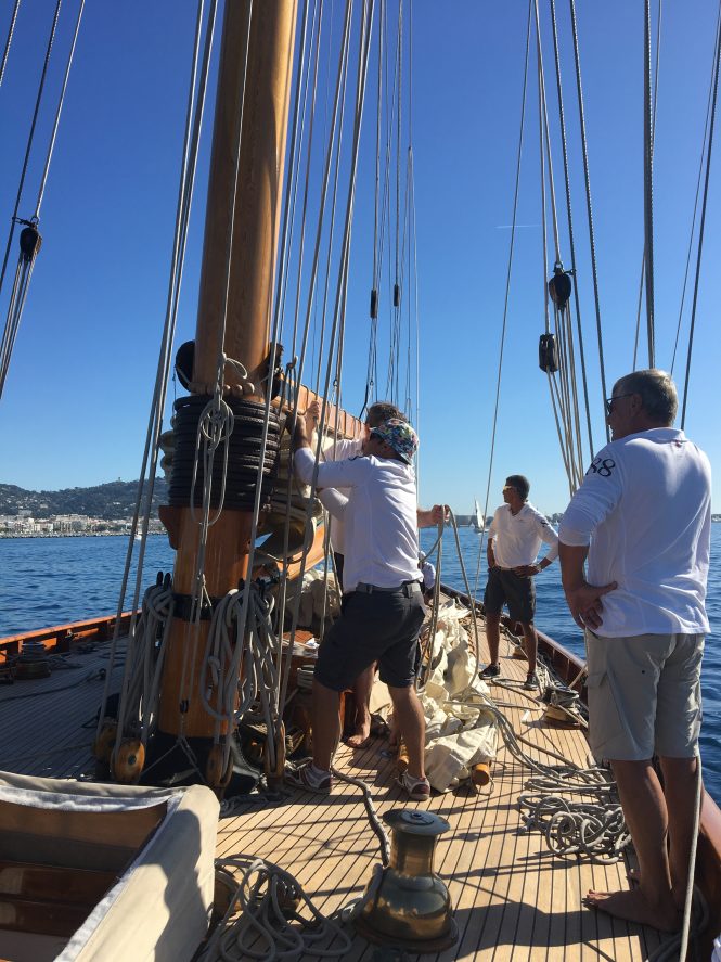 Racing aboard classic sailing yacht Moonbeam Of Fife