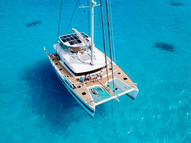 aerial view of charter yacht OCEAN VIEW currently available in the Bahamas