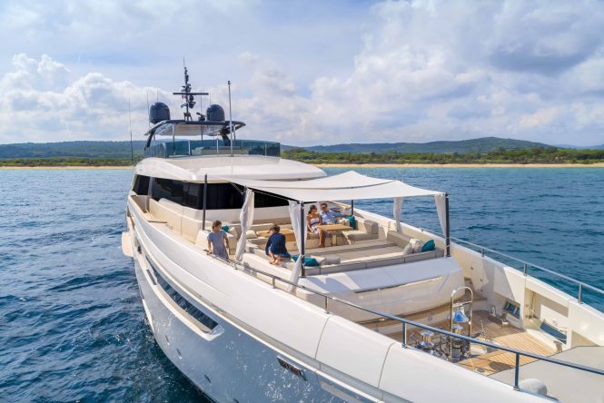 Luxury yachting lifestyle aboard a sistership to SANGHA - photo credit Ferretti Custom Line